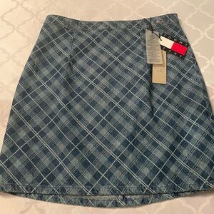 Tommy Hilfiger Cotton Gray Blue  A-line Mini Skirt size M NWT